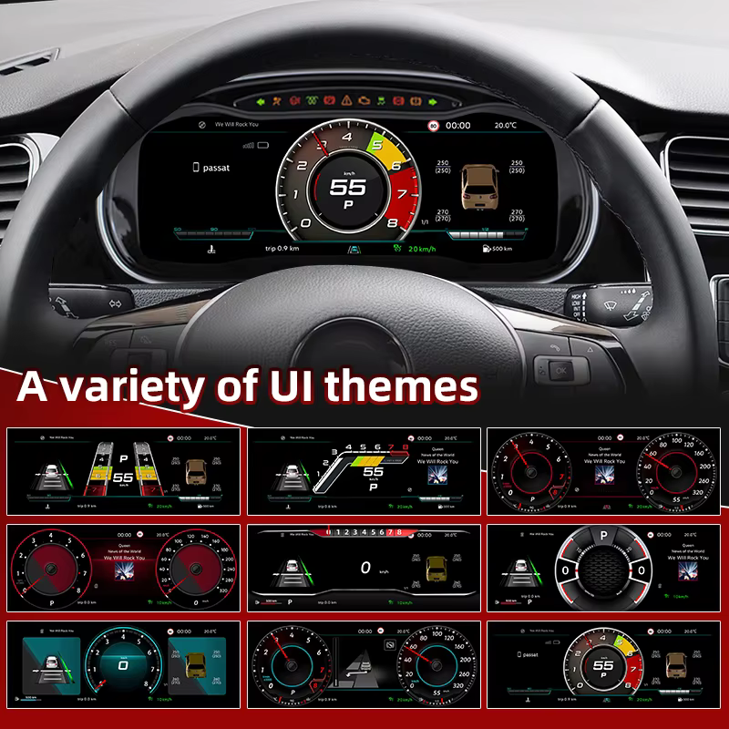 Compatible avec le tableau de bord de la Volkswagen Golf 7 (2014-2020), doté d'un écran LCD numérique de 12,3 pouces, d'un compteur de vitesse, Vir