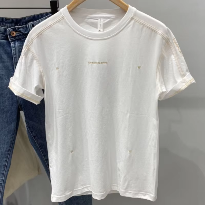 T-shirt à col rond brodé pour hommes