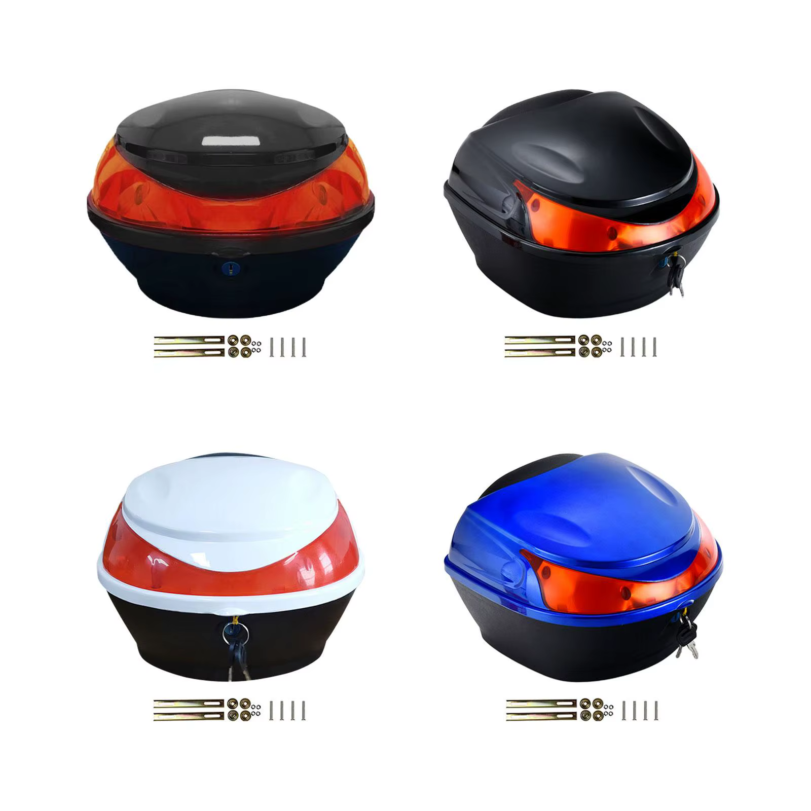 Coffre arrière durable pour moto, boîtier supérieur de moto, coffre de vélo électrique, boîte de rangement pour appareil photo, vêtements, portefeuille, boissons organisées
