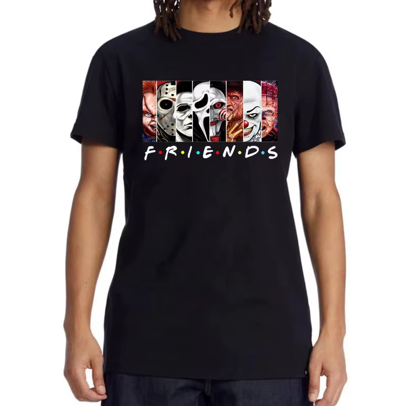 T-shirt à col rond imprimé Funny Friends pour hommes