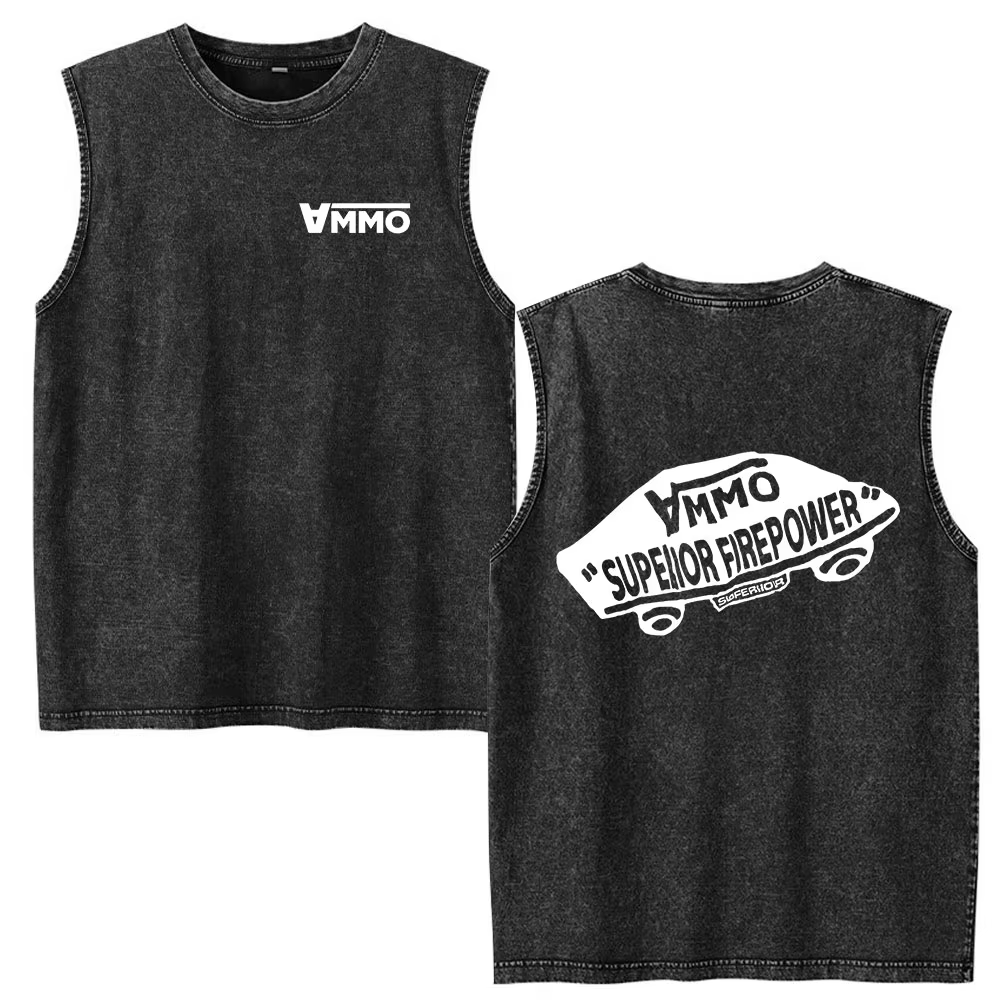 Doner Kebab Kalash Funny Skeleton Vintage Acid Washed Tank Tops T Shirt Men Clothing Casual Oversized Sleeveless Vest T-shirt