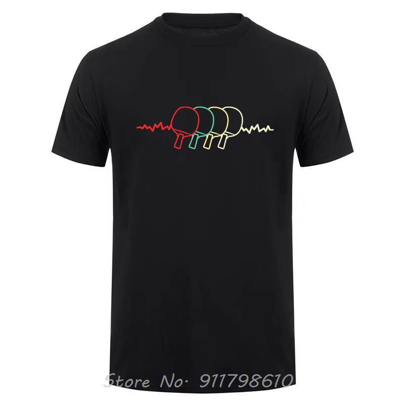Battement de coeur coton T-shirt été unisexe hauts t-shirts Tennis de Table surdimensionné