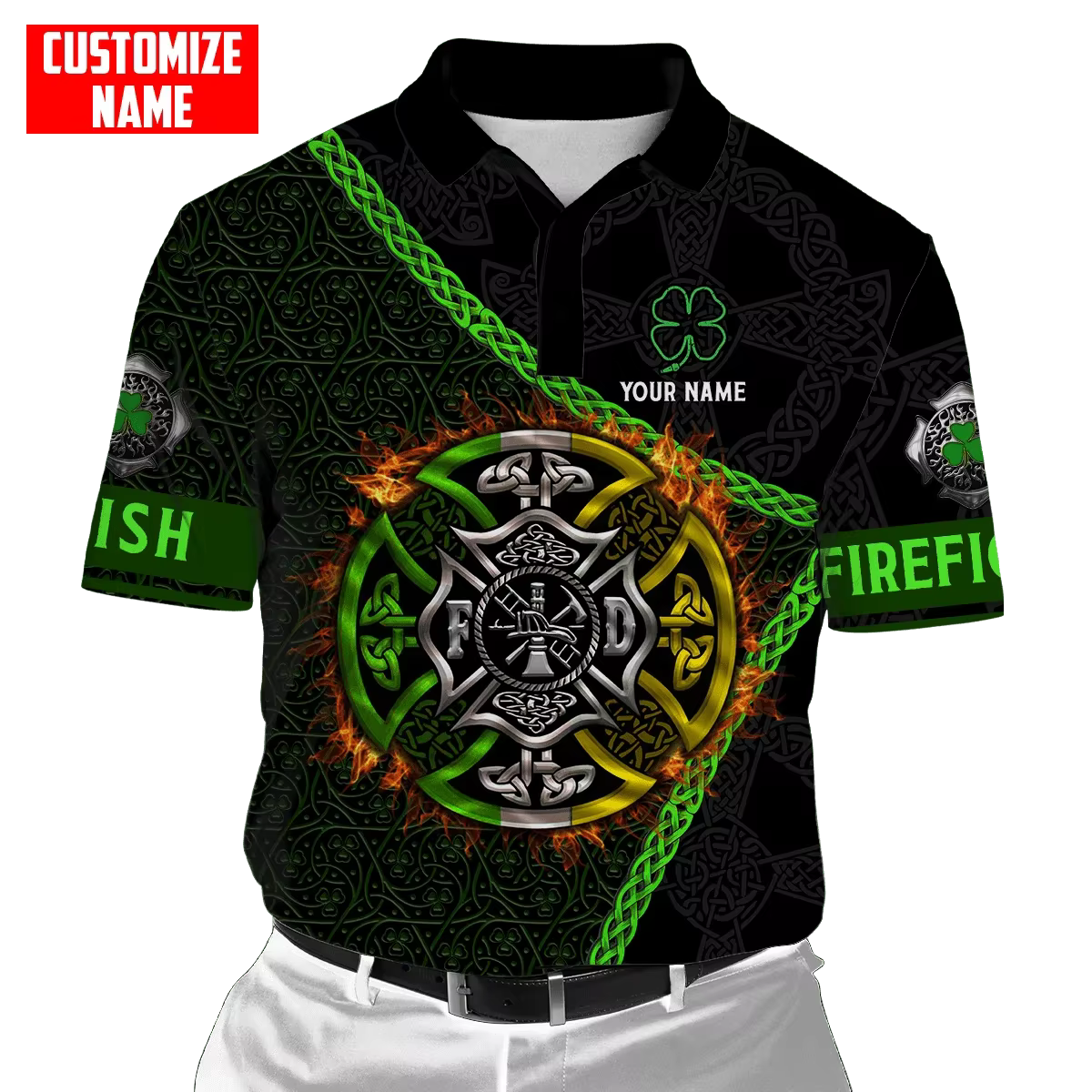 Nom personnalisé pompier 3D partout imprimé mode Polo hommes à manches courtes été T-shirt cadeau