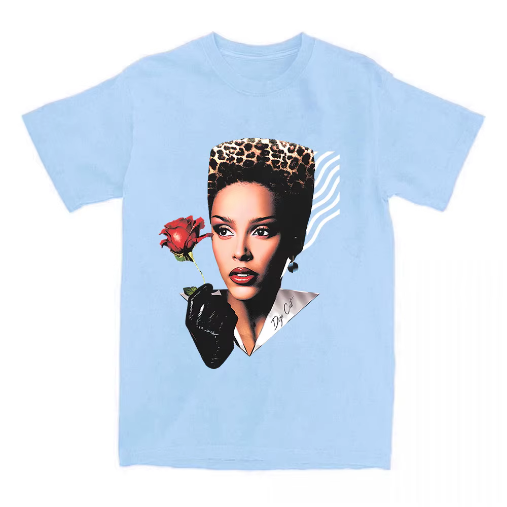 VIE GLAMOUR T-SHIRT Doja chat chanteur impression t-shirts à manches courtes coton femme