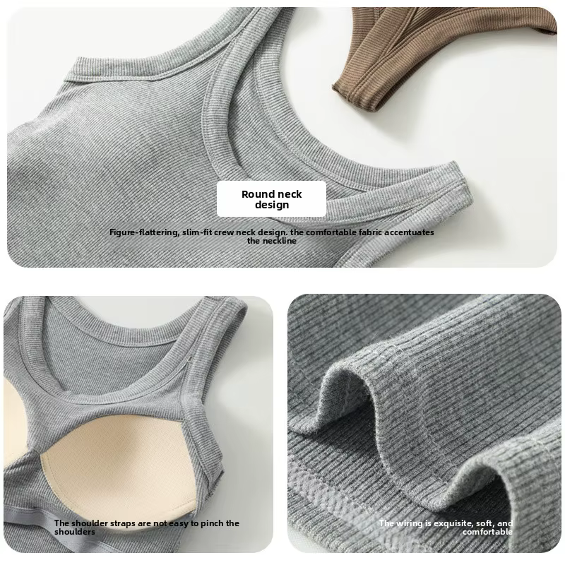 Débardeur côtelé pour femme avec soutien-gorge intégré