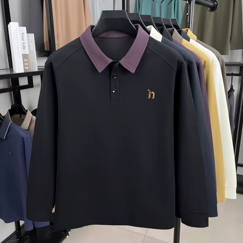 Polo à manches longues pour hommes de luxe de haute qualité nouvelle tendance marque mignon chien brodé T-shirt à revers décontracté coréen printemps automne
