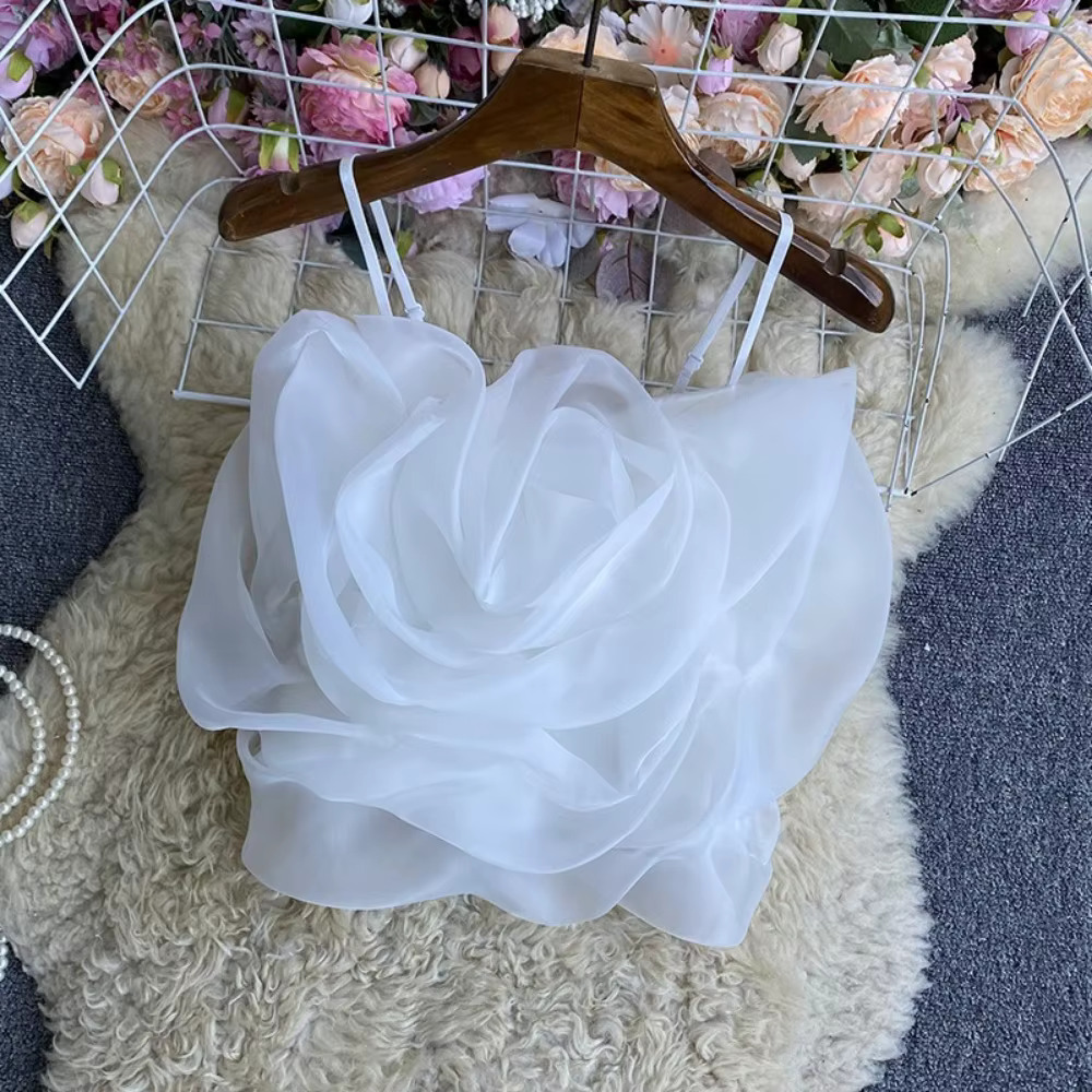 Haut en tulle à bretelles spaghetti pour femme
