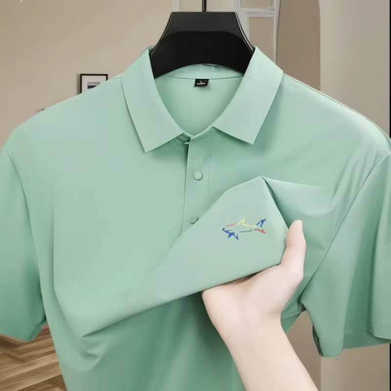 Polo homme à manches courtes, design imprimé tendance, haut d'été, nouveau, frais et respirant, couleur unie, décontracté, t-shirt en soie glacée