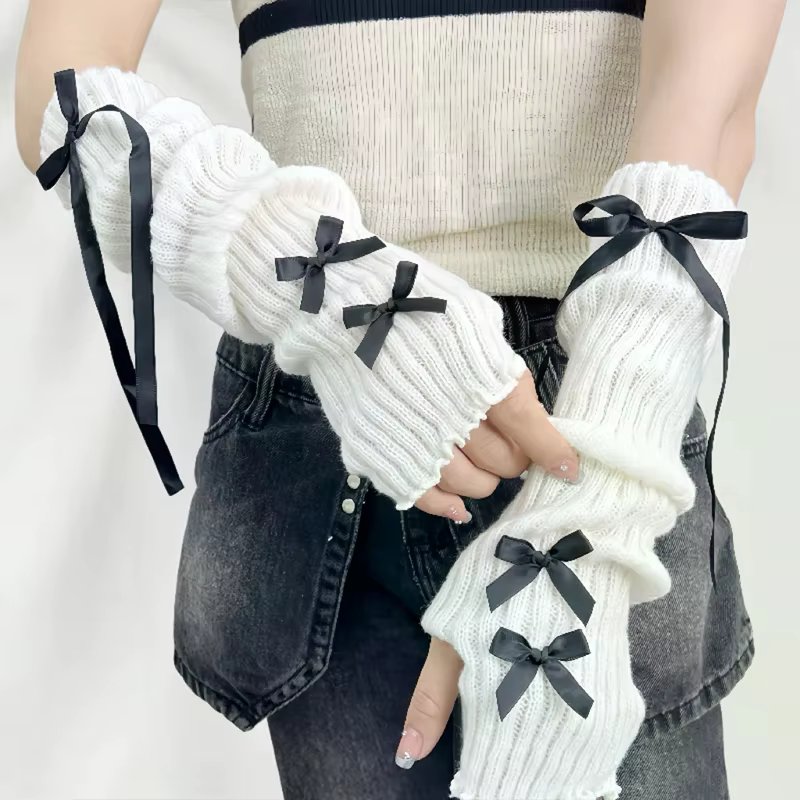 Manchons à main avec nœud papillon pour femmes