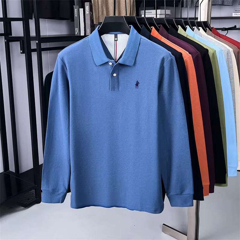 100% coton marque haut de gamme à manches longues polo shirt nouveau Paul Pony brodé luxe confortable hommes d'affaires