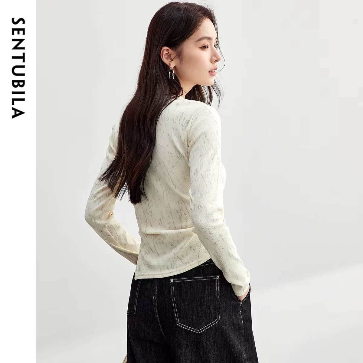 T-shirt en coton imprimé SENTUBILA pour femme
