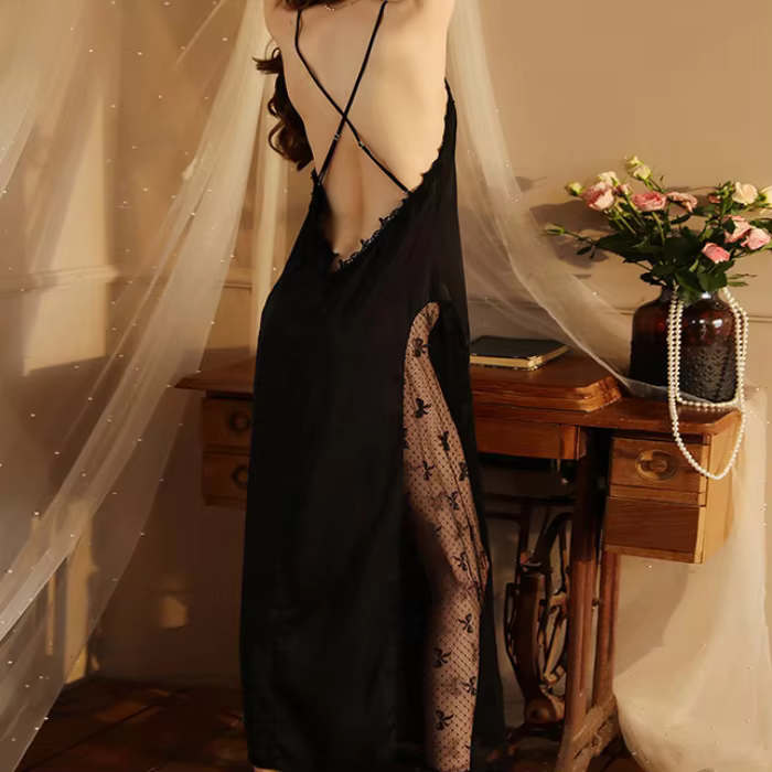 Kimono dos nu en satin pour femme