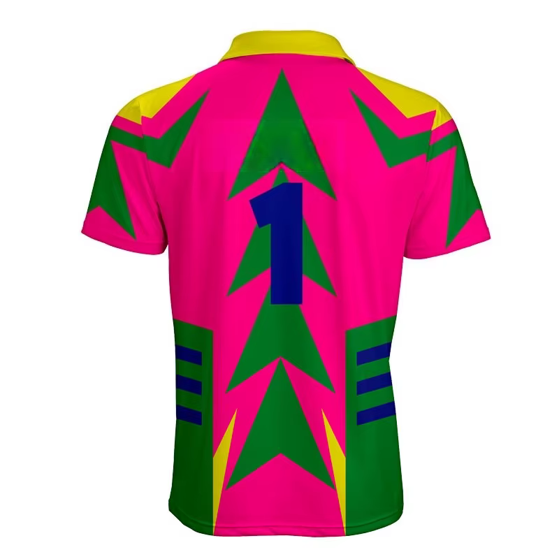 Polo rétro imprimé Mexique avec motifs géométriques contrastants