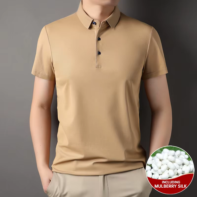 Polo uni en soie mûre pour homme