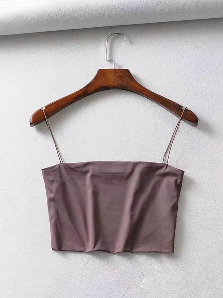 Haut court en coton élastique pour femmes