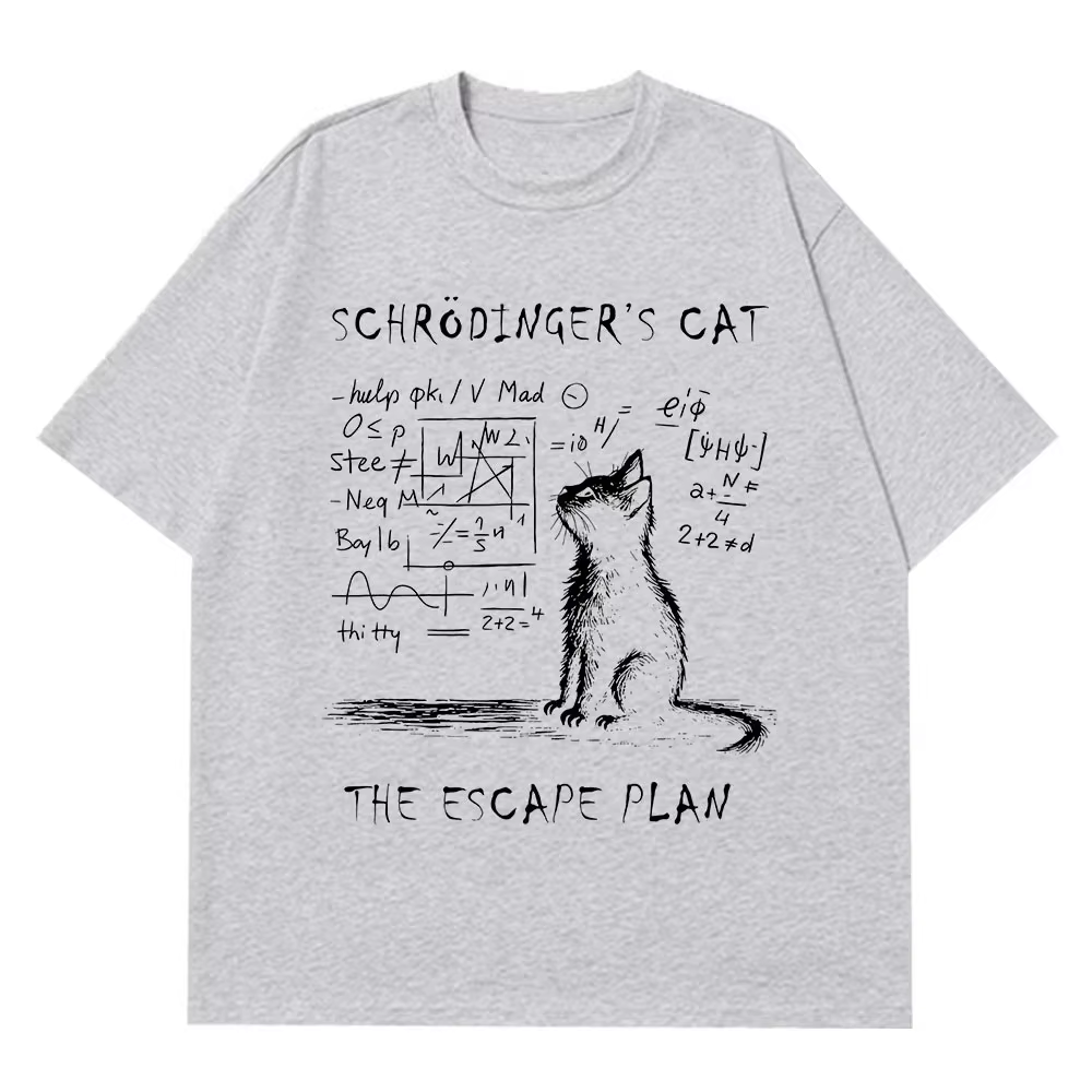 Schrodinger chat physique mécanique quantique impression créative été à manches courtes t-shirt femmes Streetwear T-shirts amples
