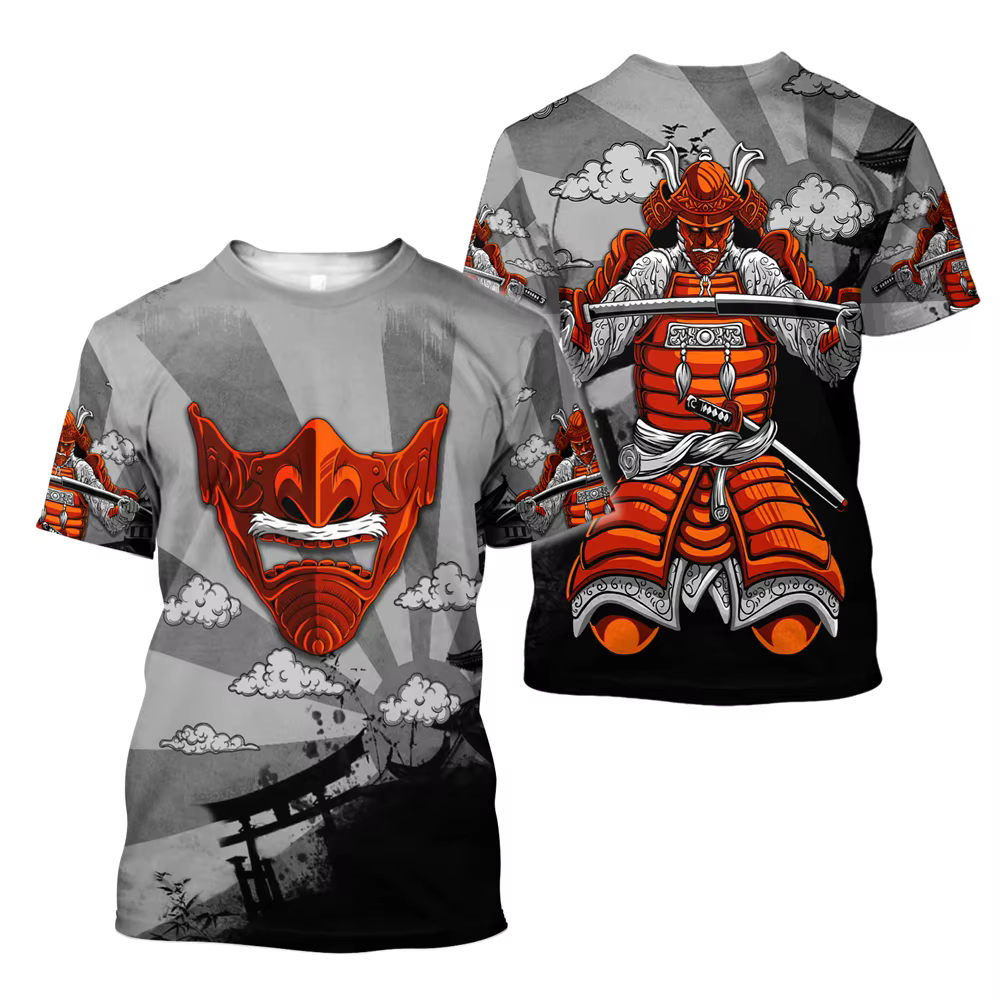 Samouraï japonais 3D imprimé T-Shirts été hommes femmes décontracté mode surdimensionné à manches courtes t-shirt