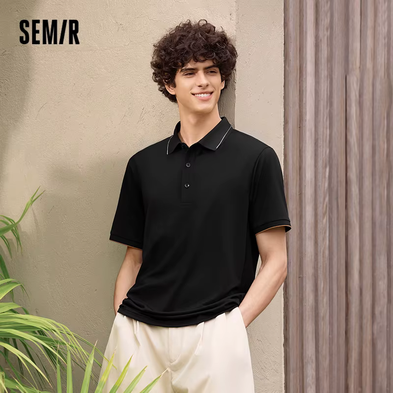 Semir refroidissement antibactérien Anti acariens Polo hommes affaires décontracté 2025 été nouveau bloc de couleur bureau banlieue haut