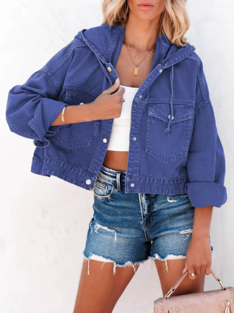 Veste en jean à capuche pour femme