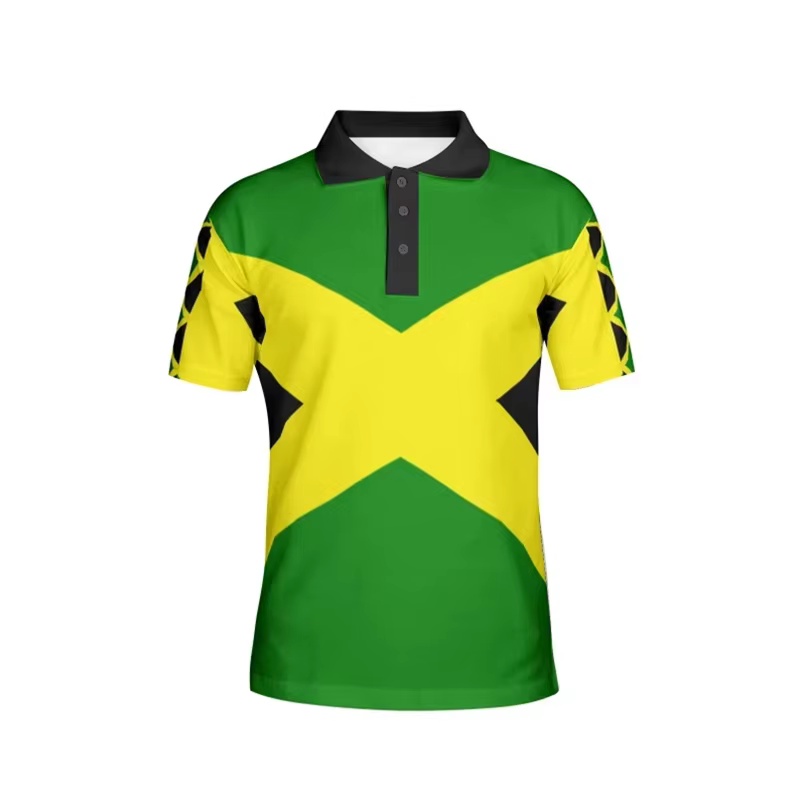 Polo Homme Drapeau Jamaïcain – T-shirt à Revers Imprimé 3D – Mode Patriotique Streetwear Décontracté Sportif Été