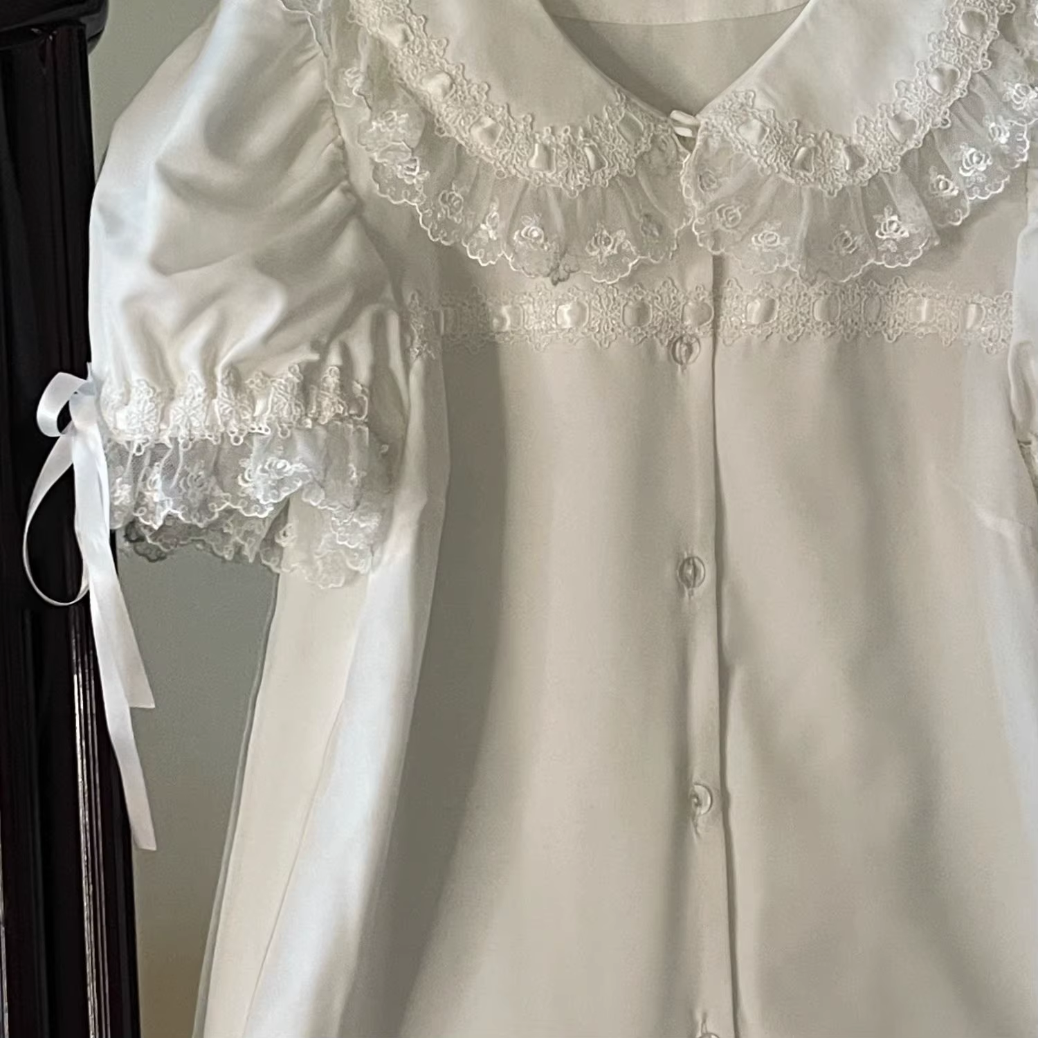 Japonais Kawaii fille doux mignon nœud Lolita chemise femmes JK col de poupée ample Blusas Femme Y2k esthétique solide Blouse hauts