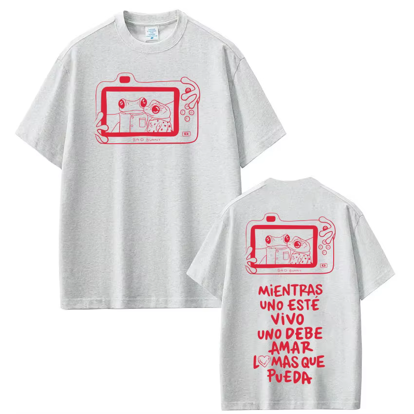 T-shirt imprimé Rapper Bad Bunny Tour 2026 pour hommes et femmes