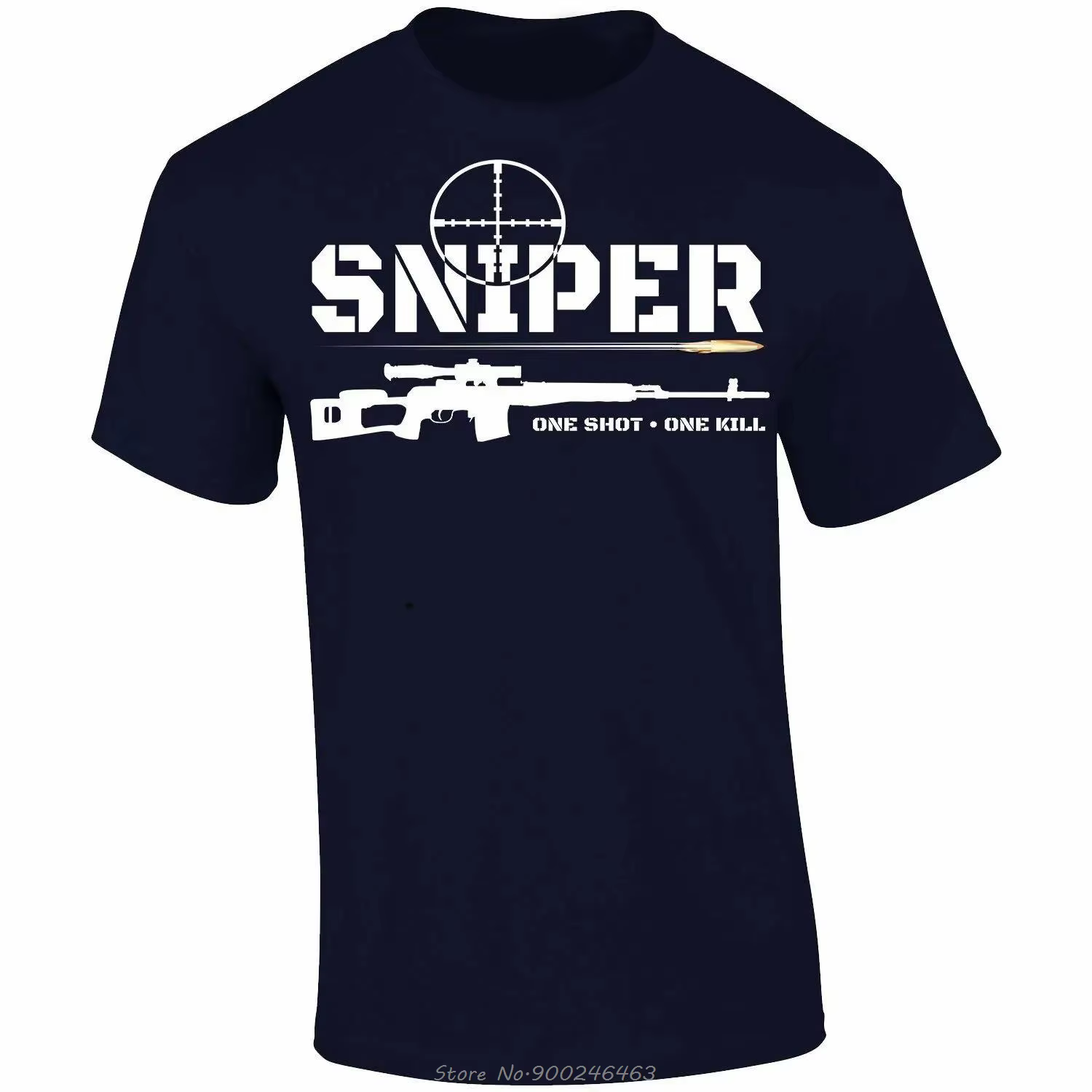 Conception Unique Sniper One Shot One Kill T-shirt coton à manches courtes col rond hommes