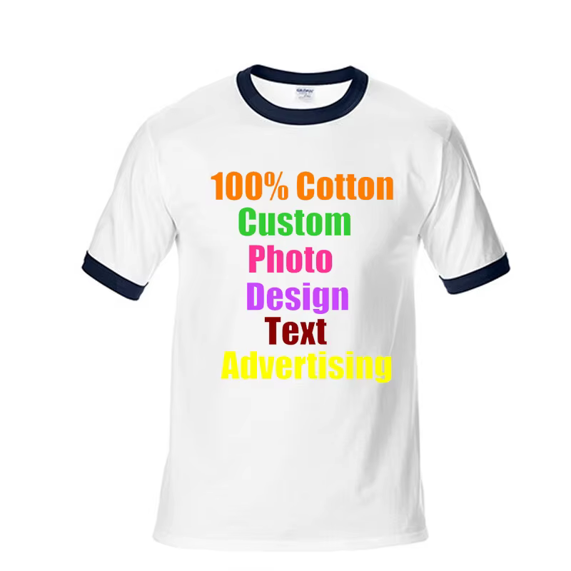 Texte Photo Logo personnalisé Homme publicité imprimé hommes t-shirt bloc de couleur T-shirts O cou hauts été 2025