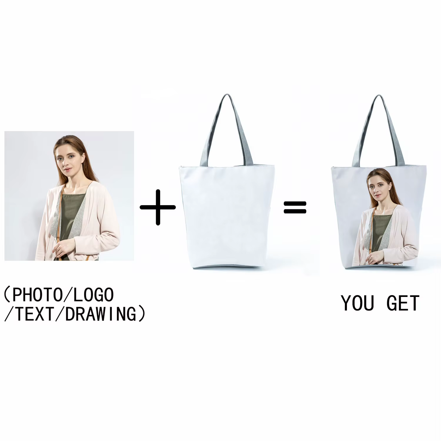 Sac fourre-tout personnalisé avec logo imprimé pour femme